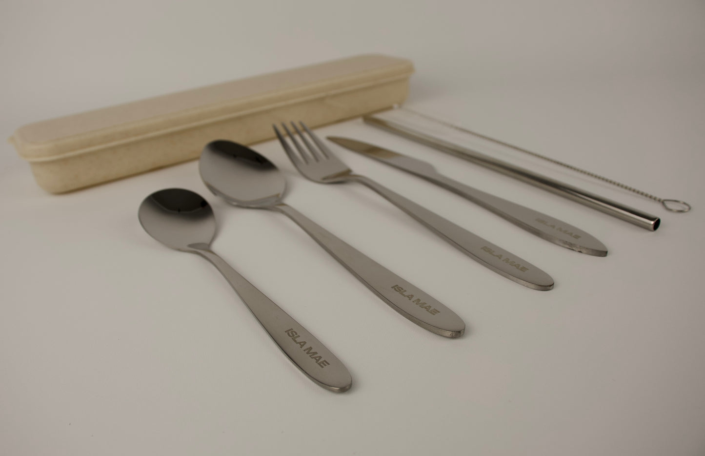 6 Piece Reusable Cutlery Set - Beige