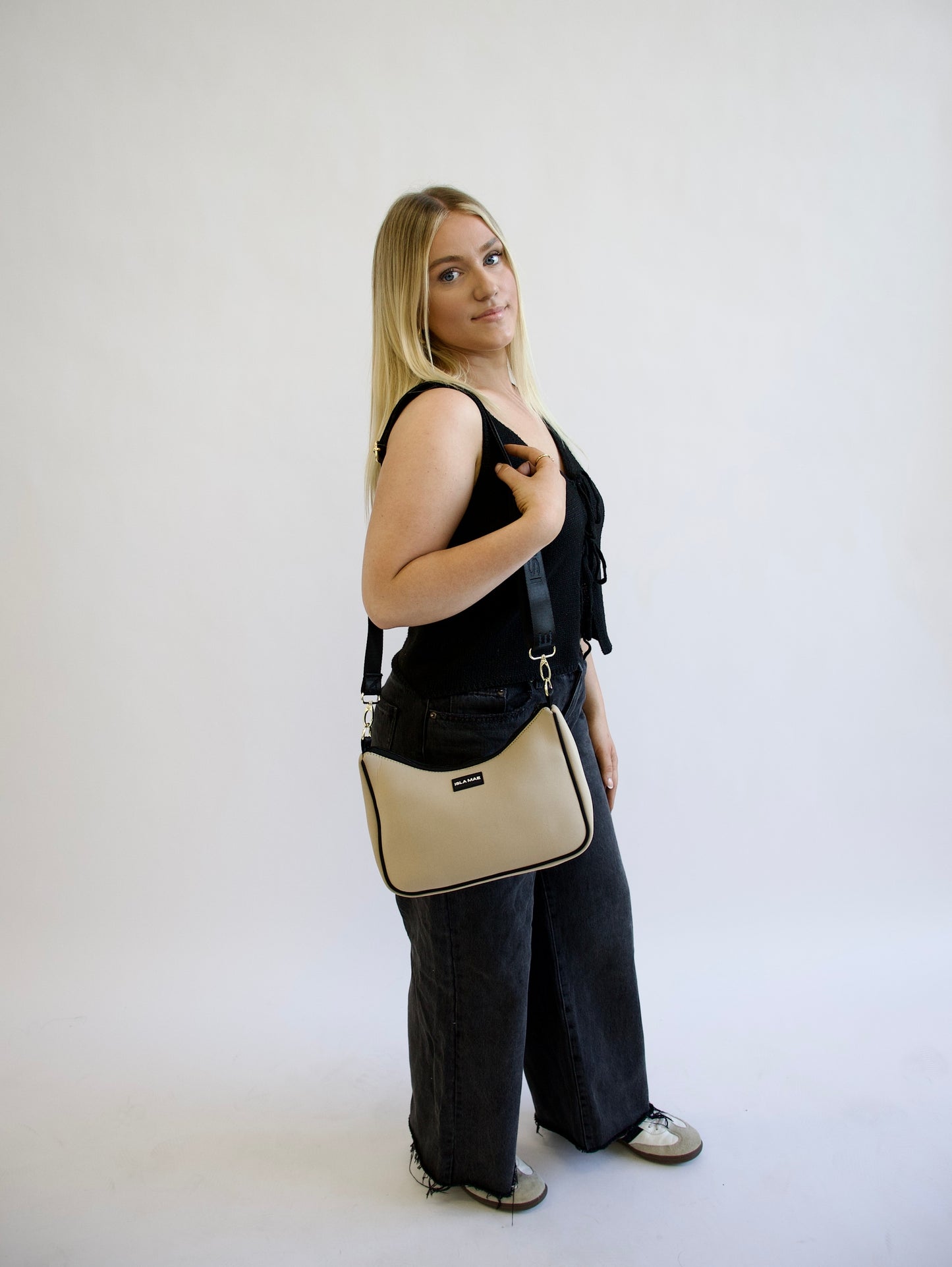 Harper Crossbody Bag - Latte & Black