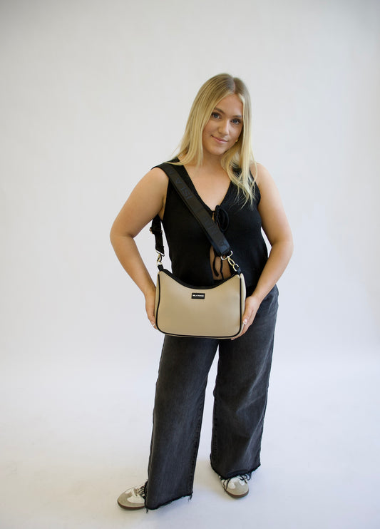 Harper Crossbody Bag - Latte & Black