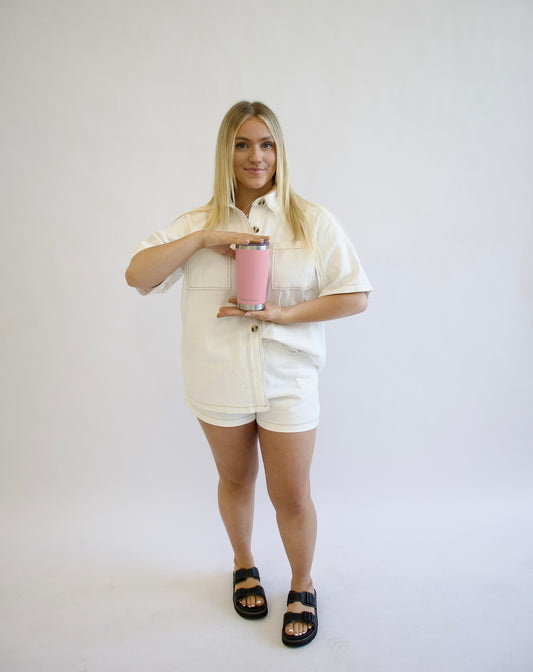 590ml Insulated Coffee Mug - Baby Pink