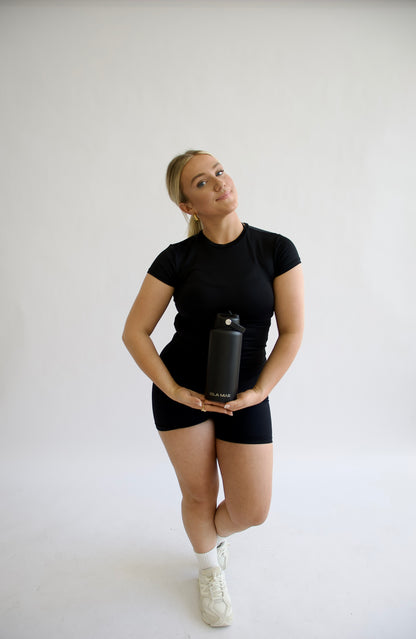 Stainless Steel Bottle & Insulated Coffee Mug Bundle - Black